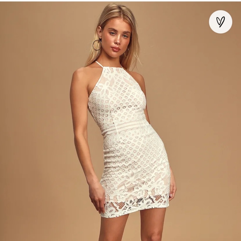 Lulu’s Steal a Kiss White & Nude Lace Dress